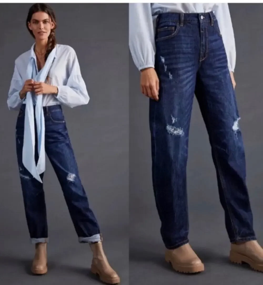 Pilcro Anthropologie The Bow Boyfriend Barrel Jeans NWT